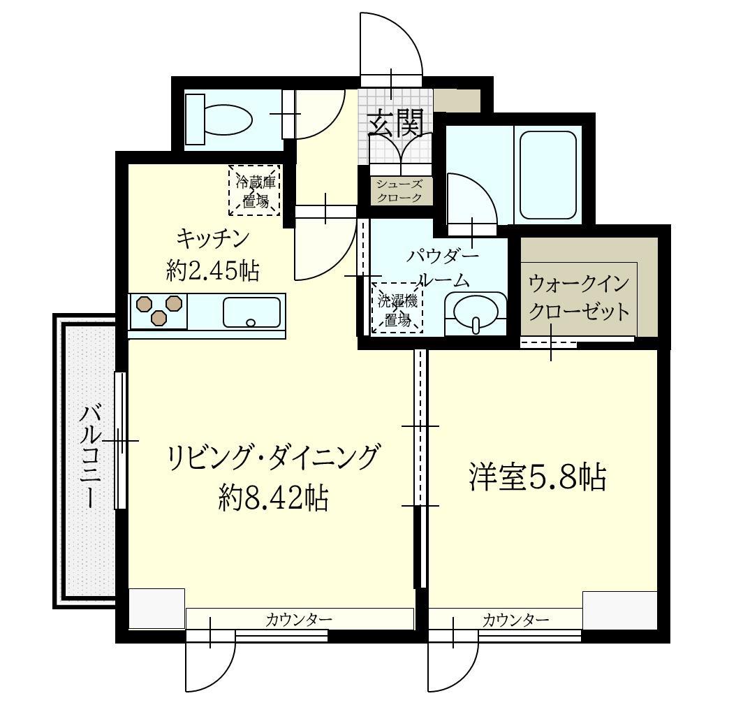 桂和レジデンス裏参道(1LDK/7階)の間取り写真