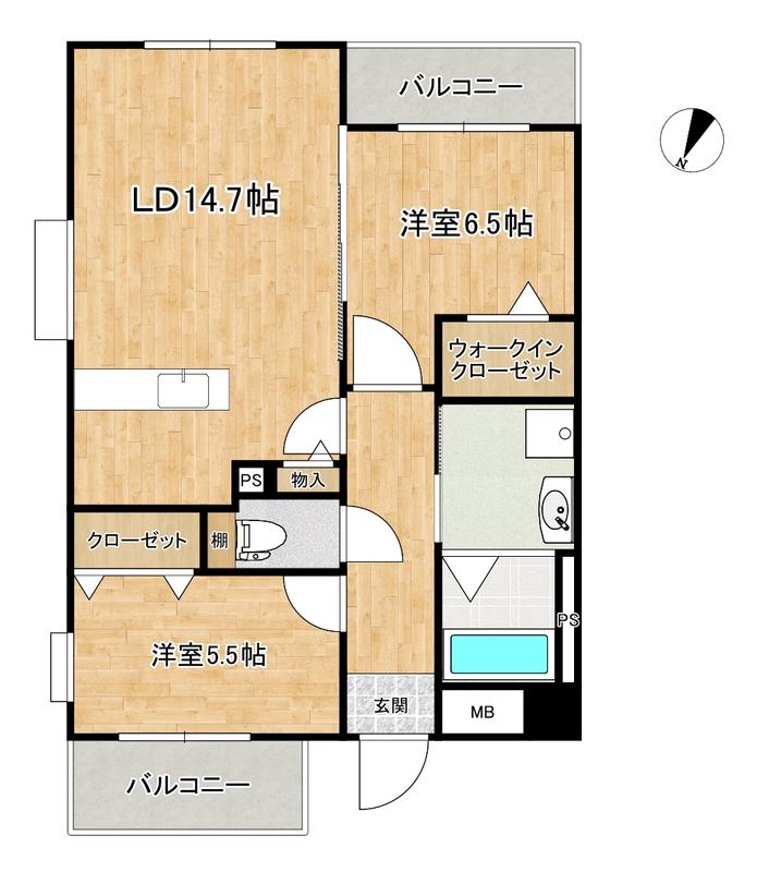 横手はなみずき(2LDK/5階)の間取り写真