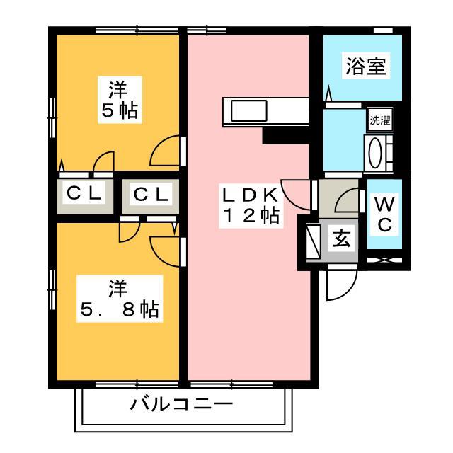 フェリアード(2LDK/1階)の間取り写真