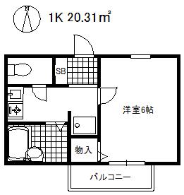 シャルムエヌ(1K/2階)の間取り写真