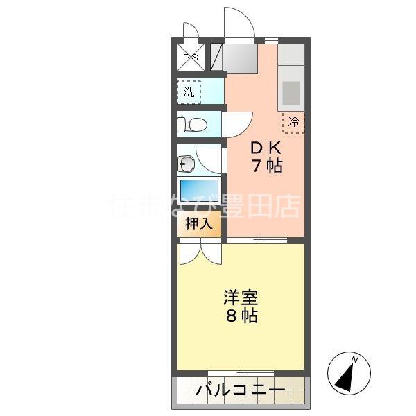 日之出丸太荘(1DK/2階)の間取り写真