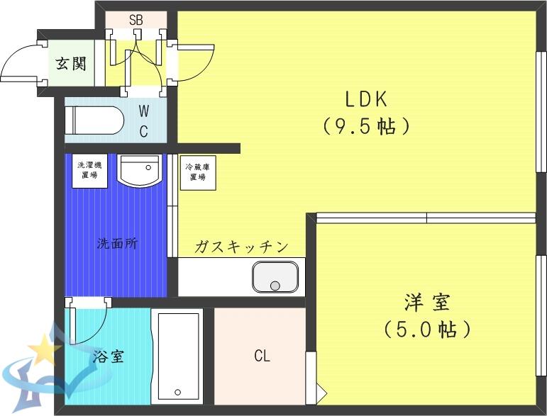 ブランノワールAMJ815(1LDK/3階)の間取り写真
