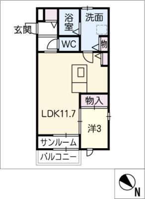 VERIOUS8(1LDK/2階)の間取り写真