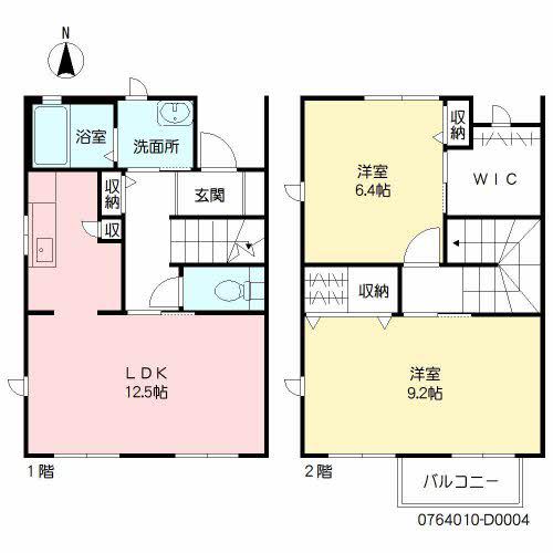パークサイドテラスD棟(2LDK/1階)の間取り写真