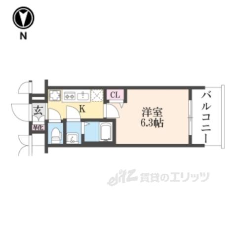 プレサンスTHE KYOTO 新町通(1K/8階)の間取り写真