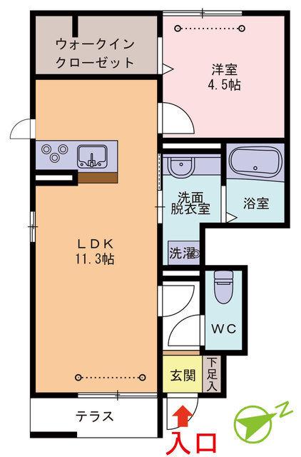 エスパシオII(1LDK/1階)の間取り写真