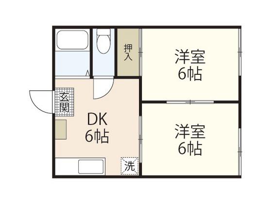 カーサ新屋敷B(2DK/1階)の間取り写真