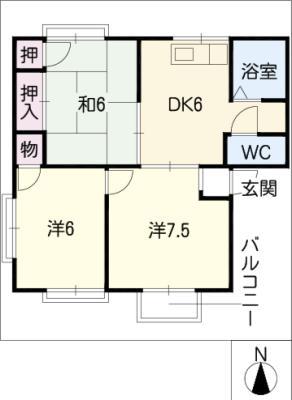 きそ川ハイツ(3DK/2階)の間取り写真