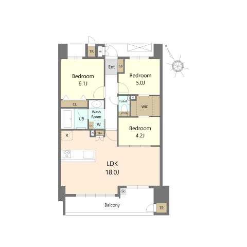 S-RESIDENCE愛宕サウス(3LDK/8階)の間取り写真