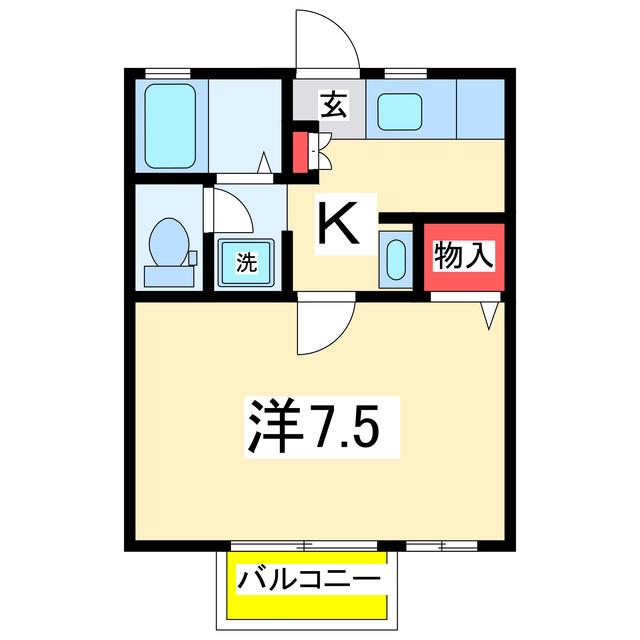 カレント白山(1K/2階)の間取り写真