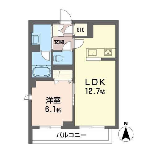 グランドヒルズ城山(1LDK/2階)の間取り写真