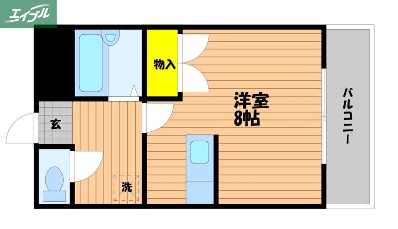 セントフォレスト北長瀬(1K/2階)の間取り写真