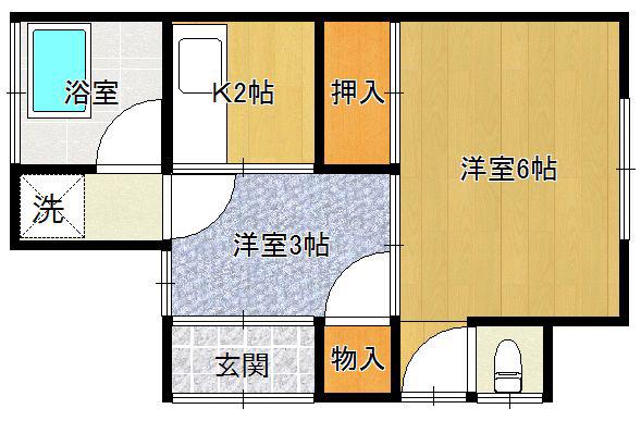坪井アパート(2K/1階)の間取り写真