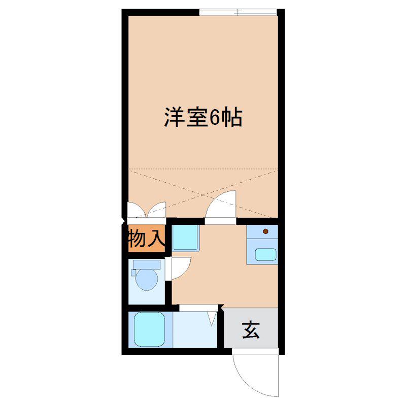 ロイヤルパレス都和B(1K/1階)の間取り写真