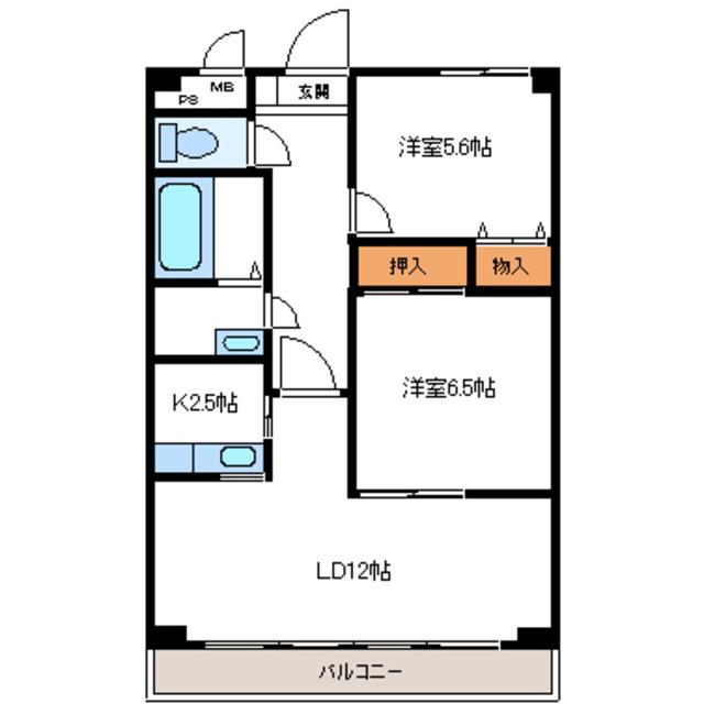 ソプラタウン(2LDK/1階)の間取り写真