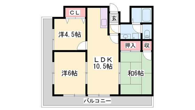 シティーオデオン(3LDK/6階)の間取り写真