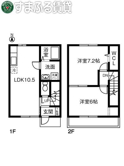 メゾネット・ボヌール(2LDK/1階)の間取り写真