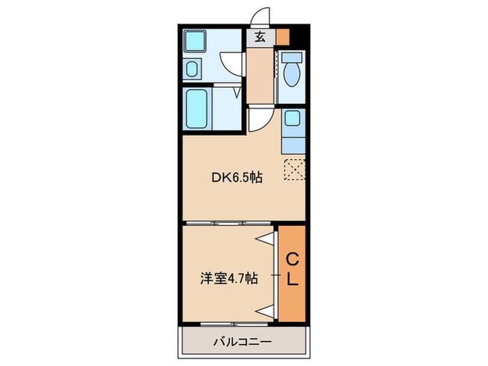キミヱ別府レジデンス(1DK/1階)の間取り写真