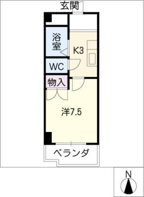 第3長岡マンション(1K/2階)の間取り写真