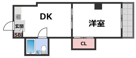 ロイヤル小路(1DK/4階)の間取り写真