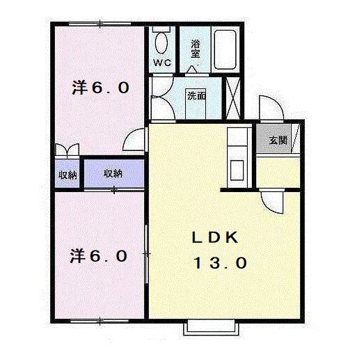 クレストールIII(2LDK/1階)の間取り写真
