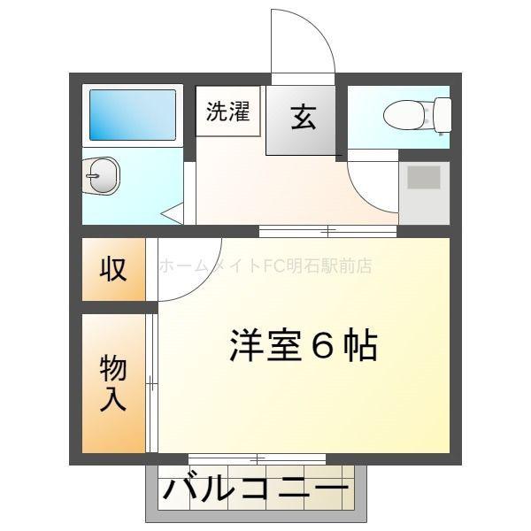 エスポワール大西(1K/2階)の間取り写真
