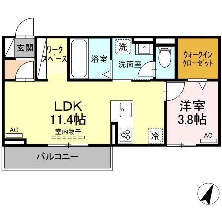 D-SQUARE四ツ谷(1LDK/3階)の間取り写真