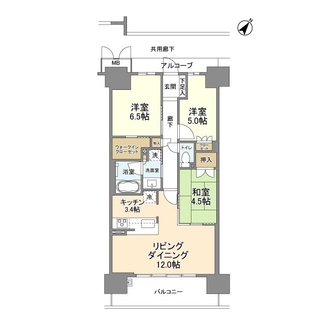 大阪ベイレジデンス(3LDK/13階)の間取り写真