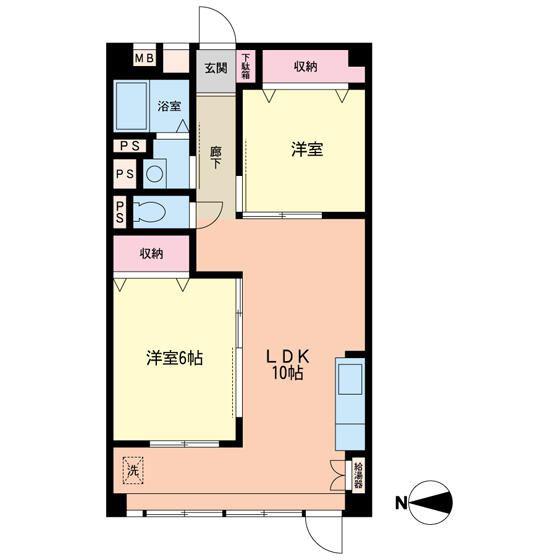 亀戸2丁目公団6号棟(2DK/8階)の間取り写真