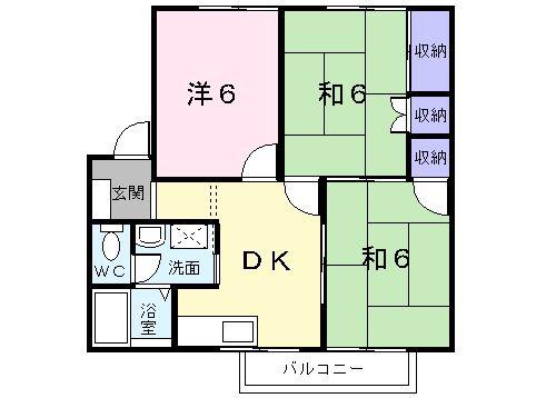 カーサちかみ(3DK/1階)の間取り写真