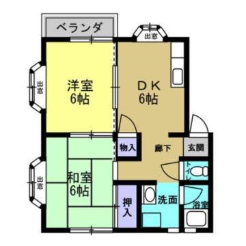 第3ひいらぎコーポ(2DK/1階)の間取り写真