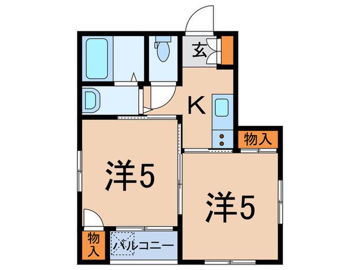 スワンハイツ(2K/2階)の間取り写真
