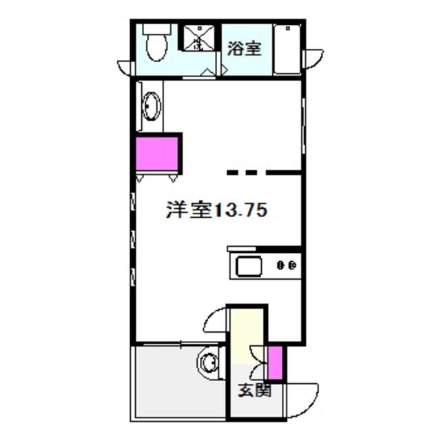 クロスレジデンシア(ワンルーム/2階)の間取り写真