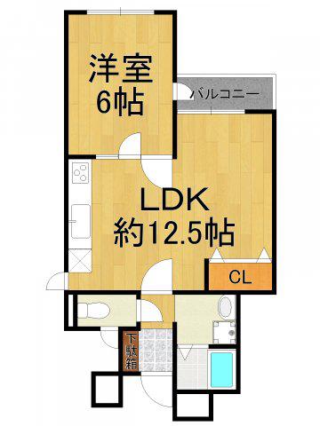 インペリアル砂山(1LDK/3階)の間取り写真