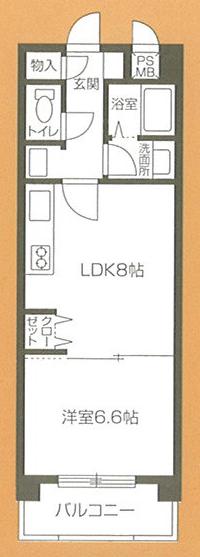 パシフィッククリオコート(1LDK/4階)の間取り写真
