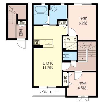 アージオDUE(2LDK/2階)の間取り写真