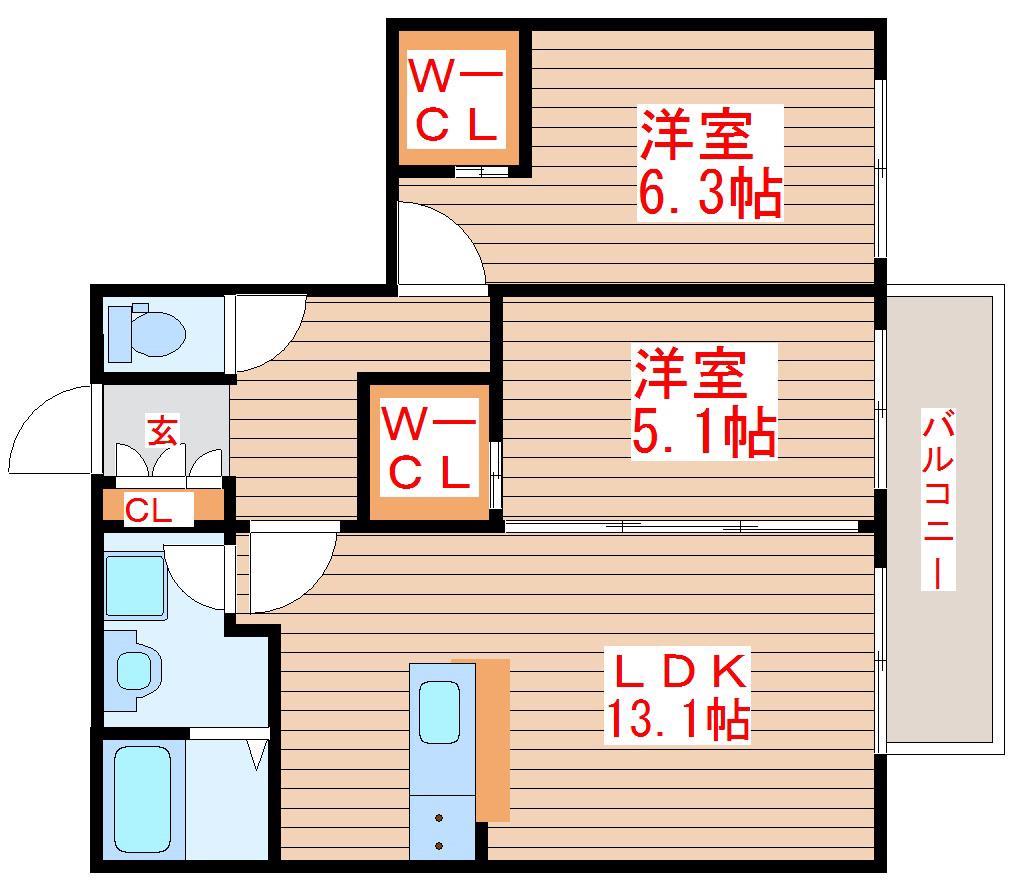 シャーメゾン ソレイユ(2LDK/1階)の間取り写真