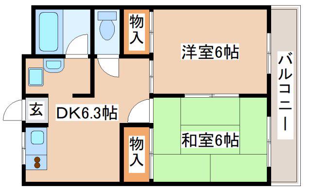 ラッフィナート海運町(2DK/3階)の間取り写真