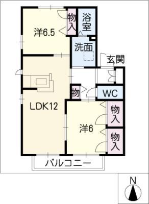 メリースクエア C館(2LDK/1階)の間取り写真