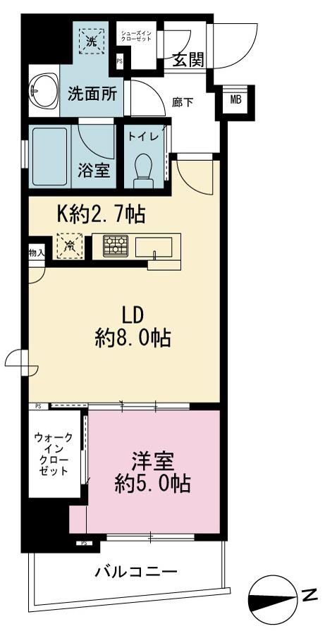 クレイシア秋葉原ラグゼスウィート(1LDK/6階)の間取り写真