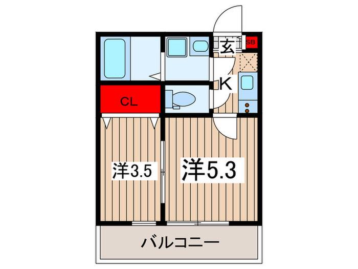 LALUCE宮原 ノース(2K/2階)の間取り写真