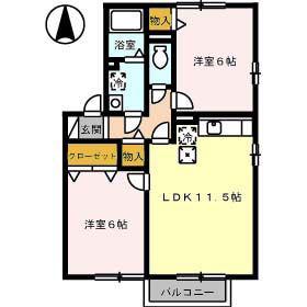シャルム氷見A棟(2LDK/1階)の間取り写真