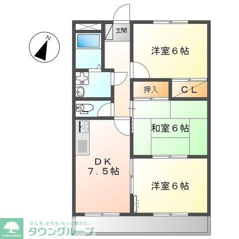 ロイヤルヒルズ(3DK/3階)の間取り写真