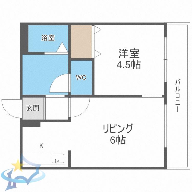 シティテラス南5条(1LDK/4階)の間取り写真