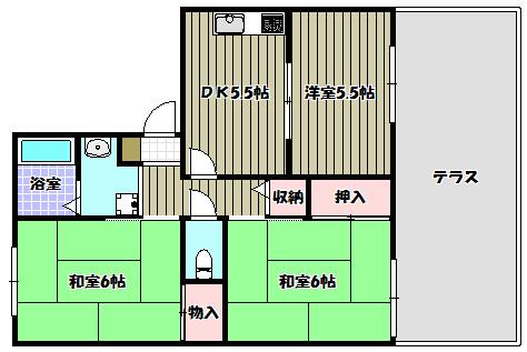 ハイツジュピターB棟(3DK/2階)の間取り写真