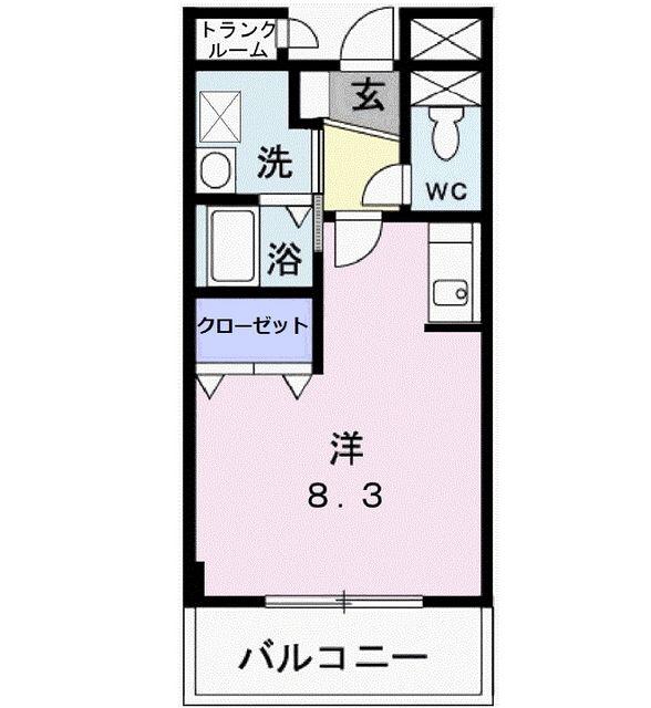 サンパティーク(ワンルーム/2階)の間取り写真