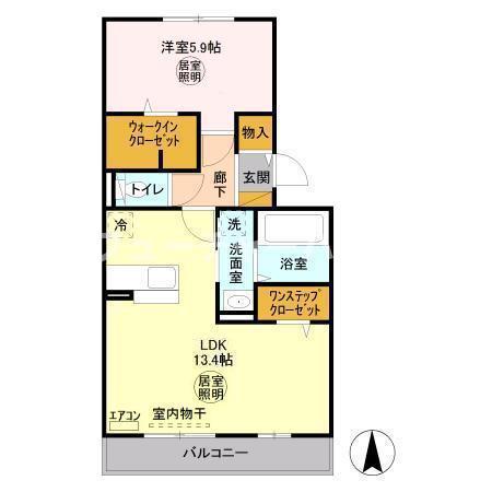 メルシー A(1LDK/3階)の間取り写真