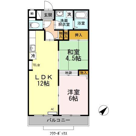 ロワール赤塚(2LDK/3階)の間取り写真