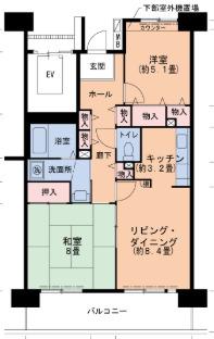 ルネシティ脇浜町第2 6号棟(2LDK/8階)の間取り写真