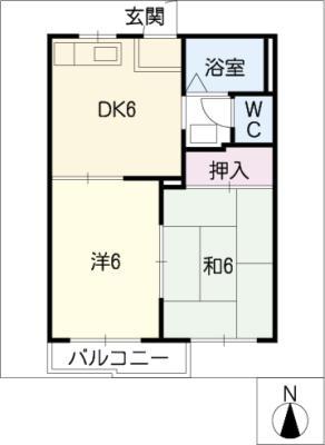 メイゾン丹原(2DK/1階)の間取り写真